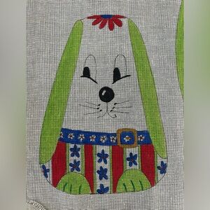 Handpainted Needlepoint Canvas Large 3D Stand Up DOG vintage 13 mesh colorful